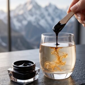 Premium Himalayan Shilajit Resin dissolved in warm water